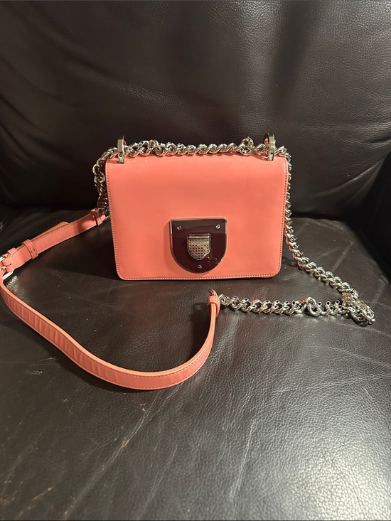 Dior Handbags - Dior Coral Pink Leather Crossbody with Silver Chain